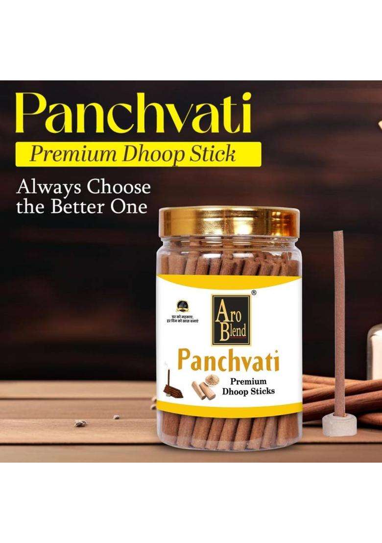 Aroblend Premium Panchvati Dry Dhoop Stick 100Gram 4 Jar Fragrance No Bamboo Charcoal (400 G Set Of 1) - Indya