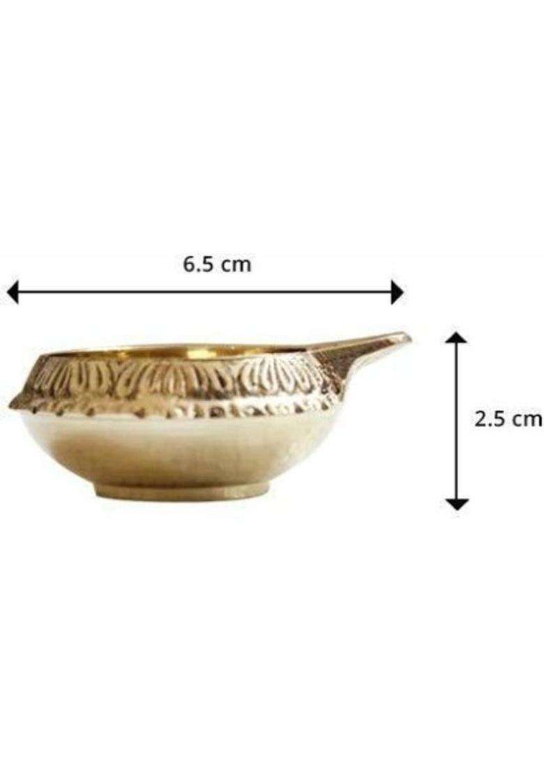 Navyaksh Brass Kuber Diya For Diwali Deepak Oil Lamp Mandir And Gift (Pack Of 2) Table (Height 1 Inch) - Indya
