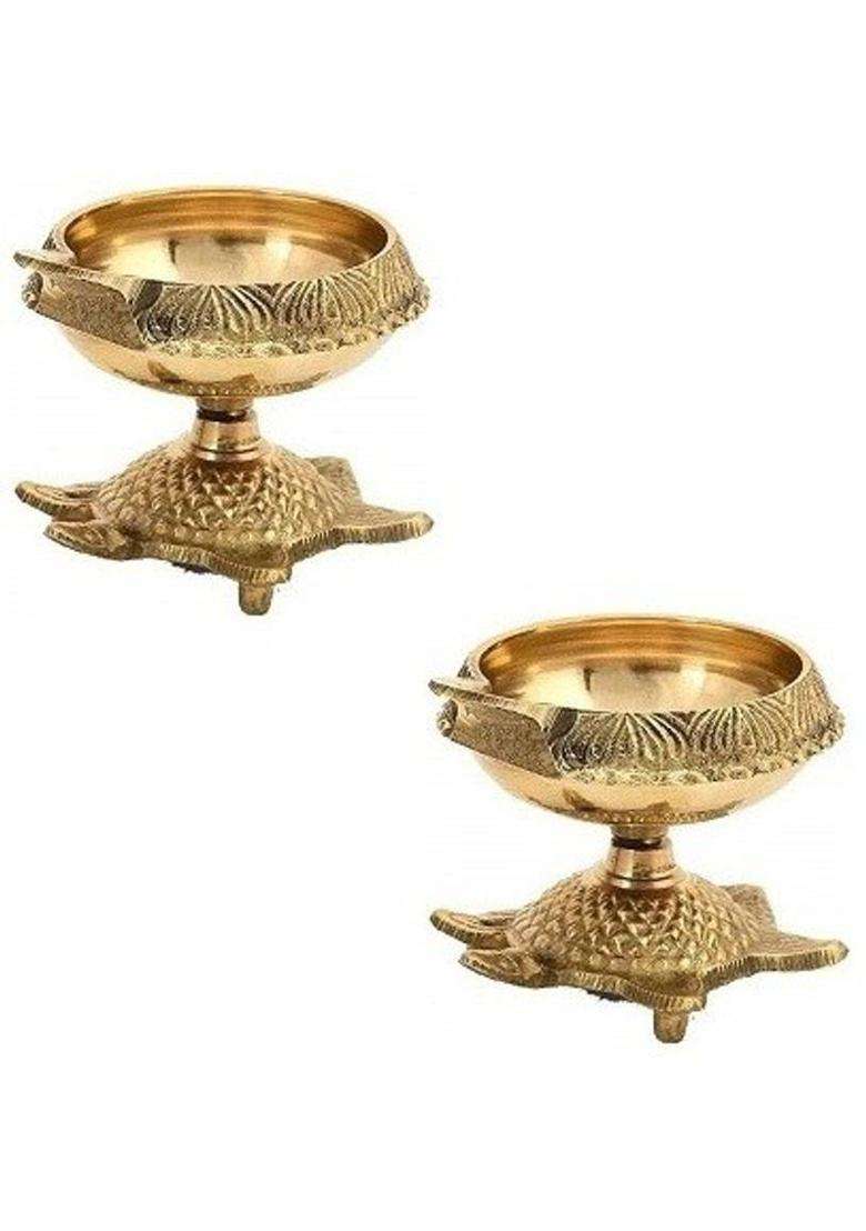 Aroblend Premium Navyaksh Tgm Akhand Brass Diya 10Cm Table (Height 2.16 Inch) - Indya