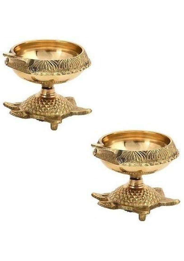 Aroblend Premium Navyaksh Tgm Akhand Brass Diya 10Cm Table (Height 2.16 Inch) - Indya