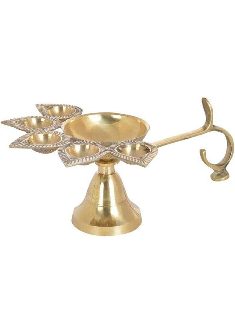 Sbbco Brass Panch Deepak Aarti Pancharti Diya For Diwai Panchdiya Table (Height 1.8 Inch) - Indya
