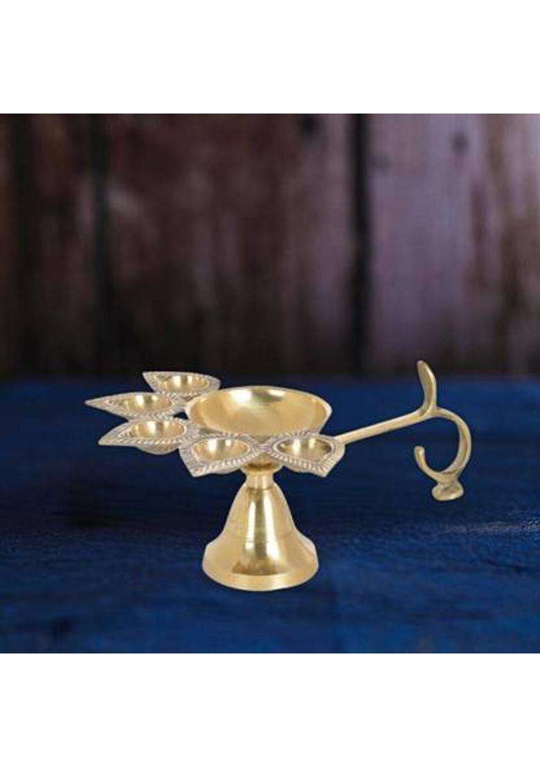 Sbbco Brass Panch Deepak Aarti Pancharti Diya For Diwai Panchdiya Table (Height 1.8 Inch) - Indya