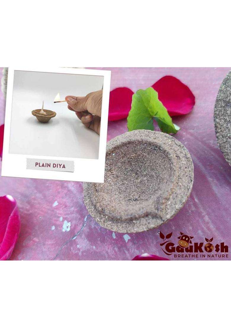 Gaukosh Cowdung Panchgavya Diyas Cow Dung (Pack Of 80) Table Diya (Height 2 Inch) - Indya
