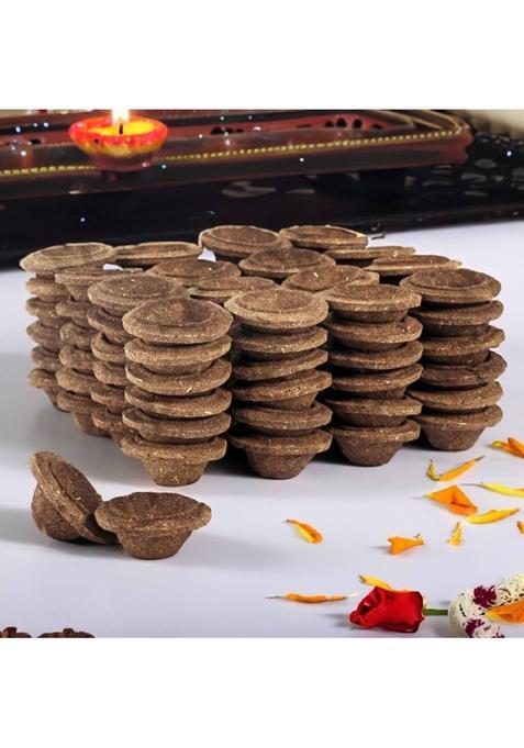 Gaukosh Cowdung Panchgavya Diyas Cow Dung (Pack Of 80) Table Diya (Height: 2 Inch)