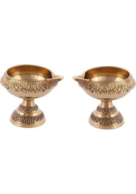 Navyaksh 2 Brass (Pack Of 2) Table Diya Set (Height Inch)