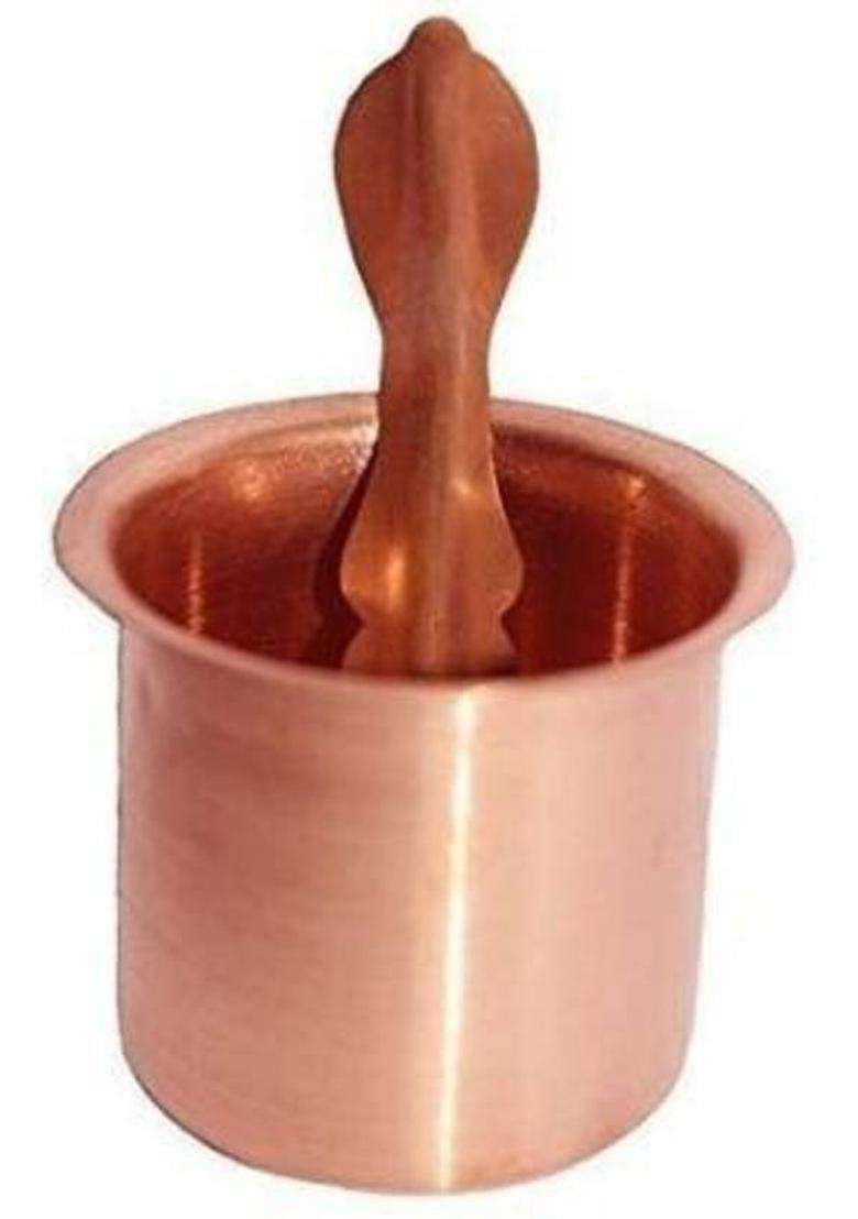 Aadiyogi 100% Pure Copper Panch Patra Kalash Glass With Spoon Panchapatra (Gold) - Indya