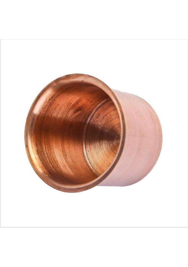 Aadiyogi 100% Pure Copper Panch Patra Kalash Glass With Spoon Panchapatra (Gold) - Indya