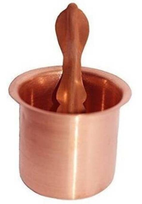 Aadiyogi 100% Pure Copper Panch Patra Kalash Glass With Spoon, Panchapatra (Gold)