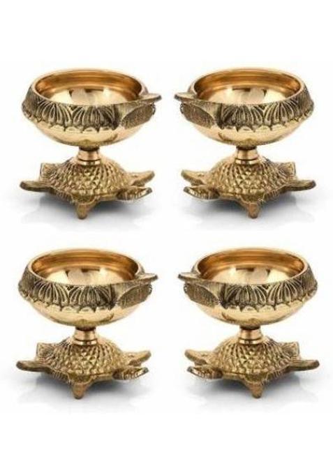 Navyaksh 1 Pcs Classic Round Pure Brass Paro Pyali Diya (Pack Of 4) Table Set (Height: 2.25 Inch)