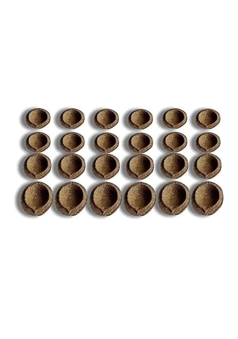 Cow Dung Diya 12 Mrsh Natural Desi Handmade Panchagavya Diyas/Vilakku/Deepam (Pack Of 12) Table (Height 0.7 Inch) - Indya