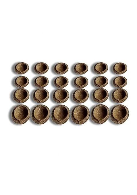 Cow Dung Diya 12 Mrsh Natural Desi Handmade Panchagavya Diyas/Vilakku/Deepam (Pack Of 12) Table (Height 0.7 Inch)