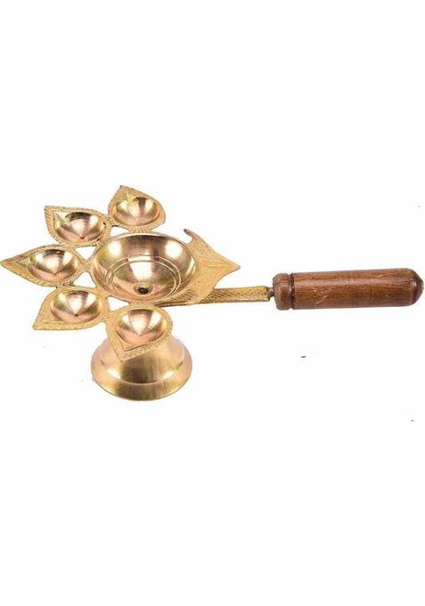Diya Daridra Bhanjan Brass Panch Aarti,Aarti With Handle,Pancharti Diya,Panch Aarti Table (Height: 3 Inch)