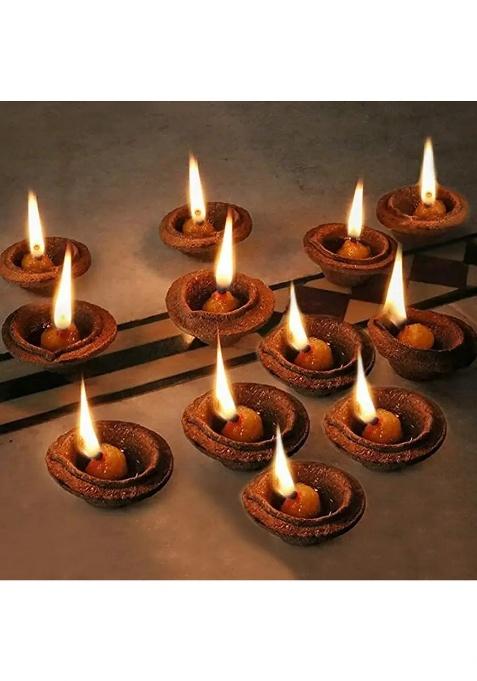 Dhenush Panchagavya Gobar Diya/Lamps Pottery (Pack Of 32) Table Diya (Height 2 Inch)