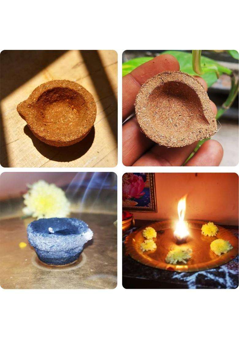 Harsa Namma Brand Panchagavya Vilakku Pack Of 30Panchakavya Gobar DiyaDeepamVilakku Cow Dung (Pack 30) Table Diya (Height 1 Inch) - Indya