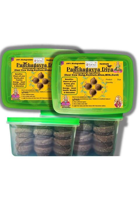Harsa Namma Brand Panchagavya Vilakku Pack Of 30|Panchakavya Gobar Diya|Deepam|Vilakku Cow Dung (Pack 30) Table Diya (Height: 1 Inch)