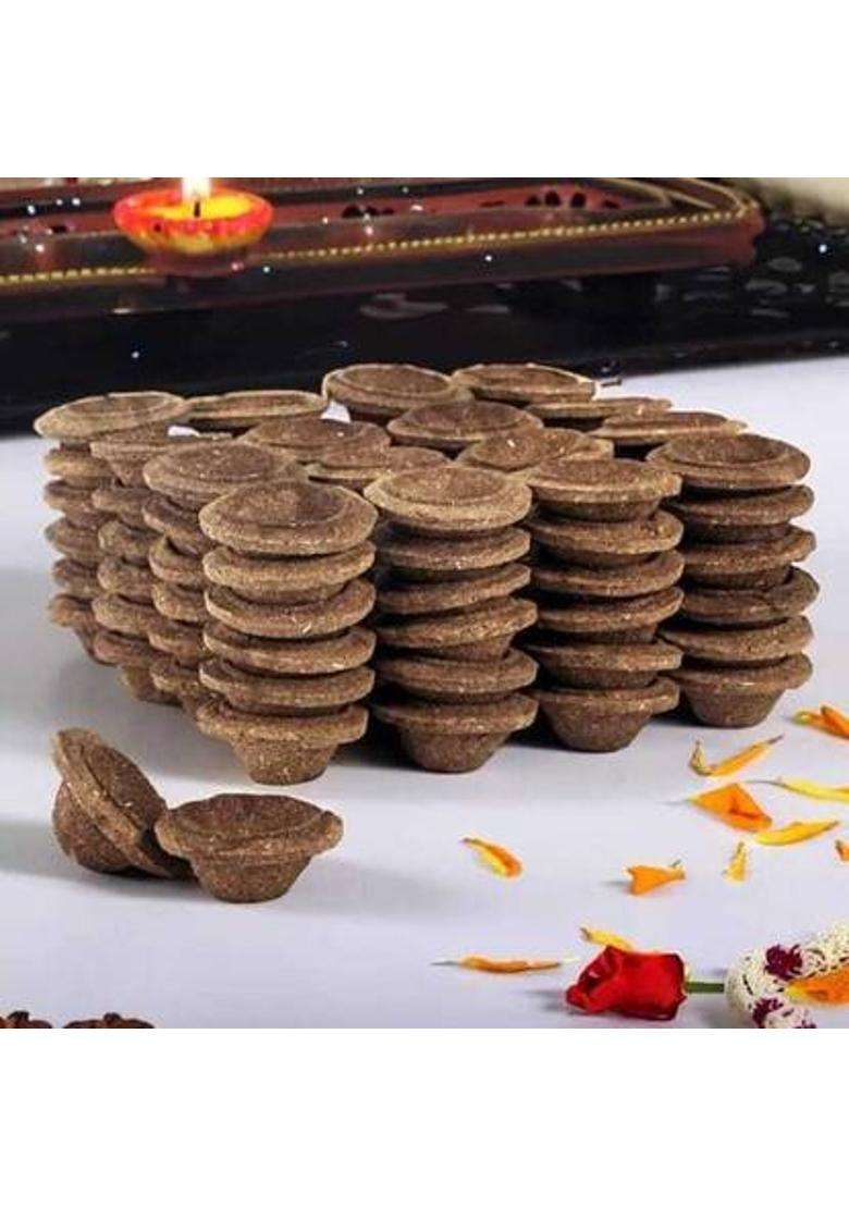 Avneel - A Comfortable Uniform Panchgavya Diya/Deepak Made Of 5 Natural Element Cow Dung (Pack 32) Table Diya Set (Height 2 Inch) - Indya