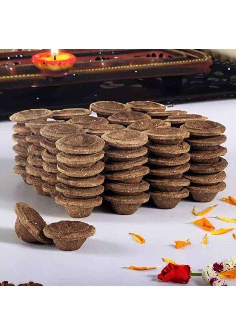 Avneel - A Comfortable Uniform Panchgavya Diya/Deepak Made Of 5 Natural Element Cow Dung (Pack 32) Table Diya Set (Height 2 Inch) - Indya