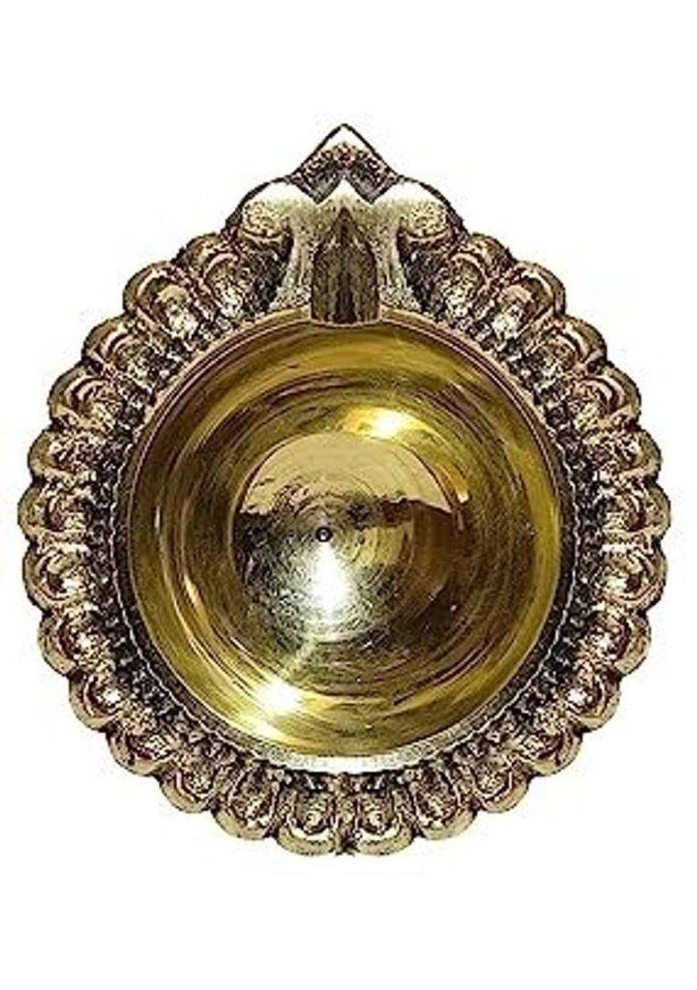 Yoshiva Brass Diya For Puja Worship Home Or Temple Table (Height 1.5 Inch) - Indya