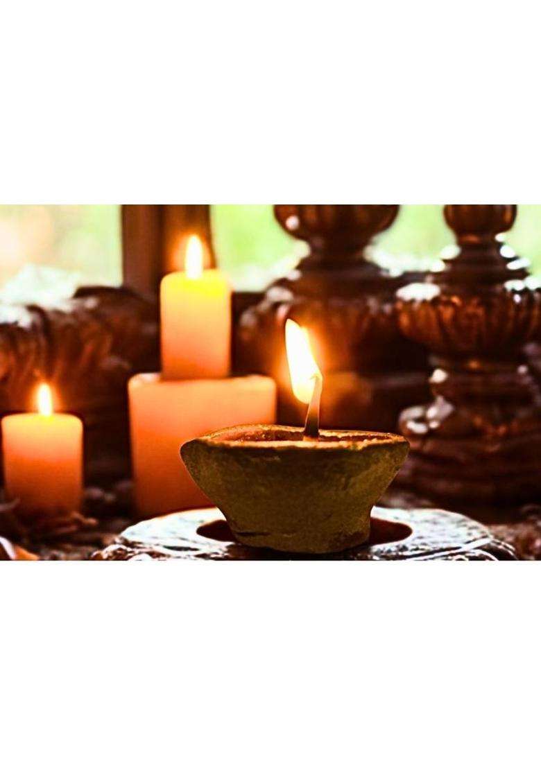 Divine Roots 24 Panch Dravya Wax Free Clay Ghee Diyas Pottery (Pack Of 24) Table Diya Set (Height 1 Inch) - Indya
