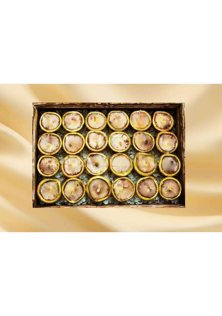 Divine Roots 24 Panch Dravya Wax Free Clay Ghee Diyas Pottery (Pack Of 24) Table Diya Set (Height 1 Inch) - Indya