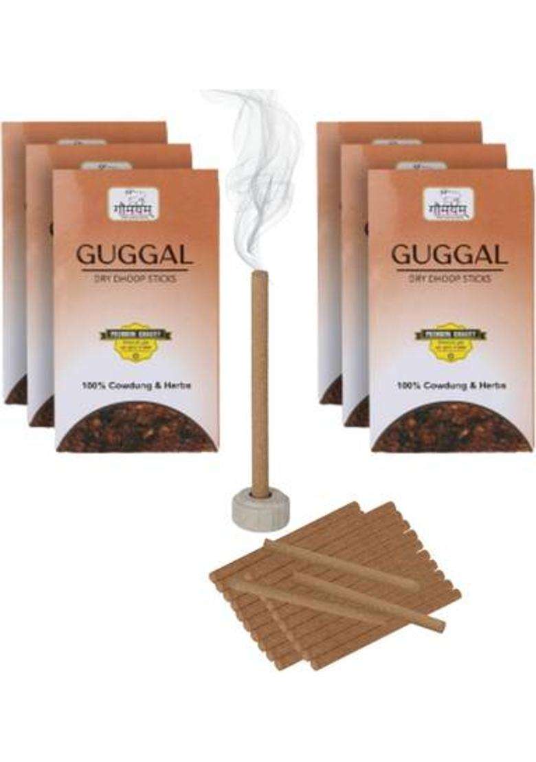 Each Packet Contains Total 120 Sticks Of Rose(30) Chandan (30) Mogra (30) & Guggal Premium Dhoop For Puja. Dhup Stick Is 4 In Length Lasts Upto 50-60 Mins. Gaumayam 60 Organic Herbal Natural Panchgavya Incense With Holder Bambooless Charcoal Free (60 U - Indya