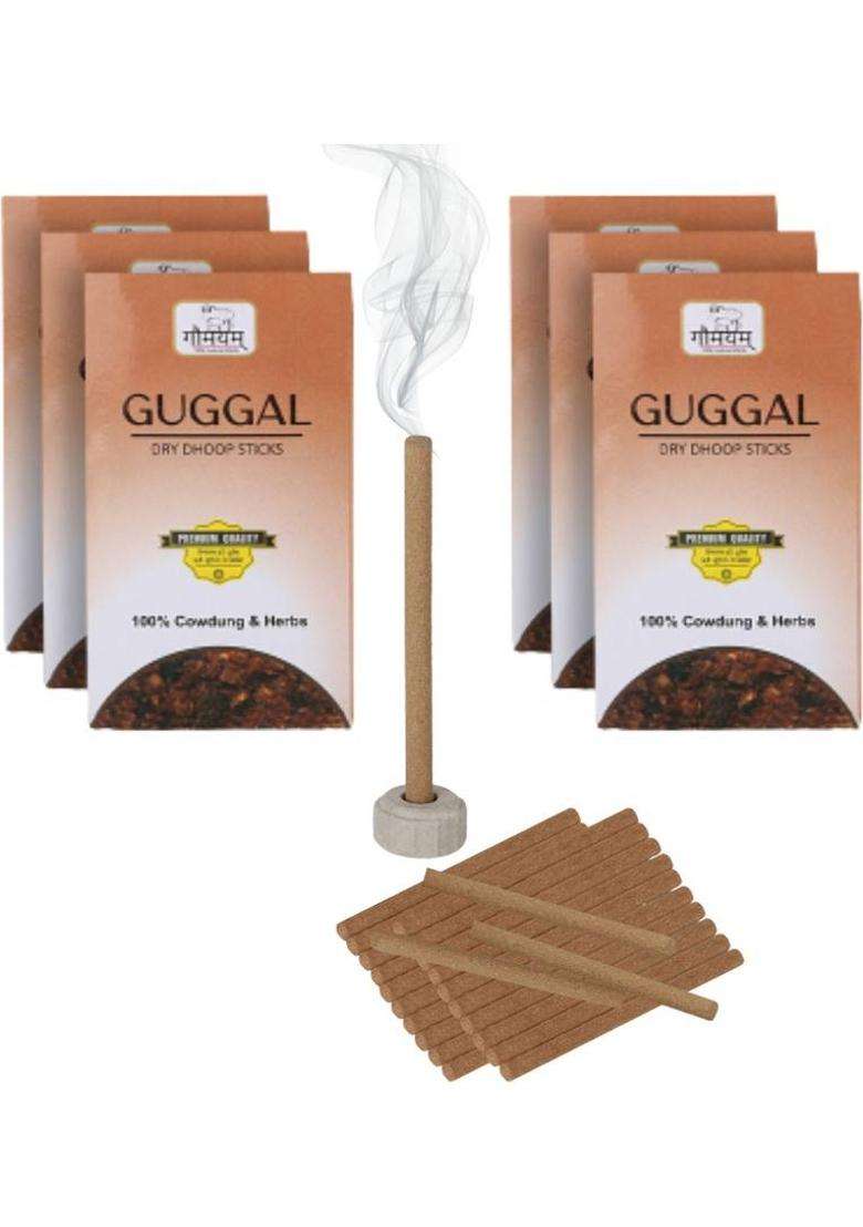 Each Packet Contains Total 120 Sticks Of Rose(30) Chandan (30) Mogra (30) & Guggal Premium Dhoop For Puja. Dhup Stick Is 4 In Length Lasts Upto 50-60 Mins. Gaumayam 60 Organic Herbal Natural Panchgavya Incense With Holder Bambooless Charcoal Free (60 U - Indya