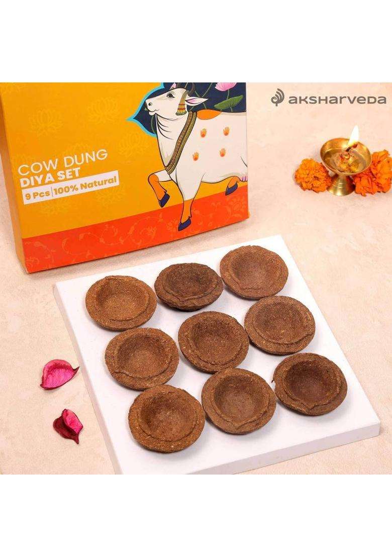 Aksharveda Cow Dung Diya Set - Indya