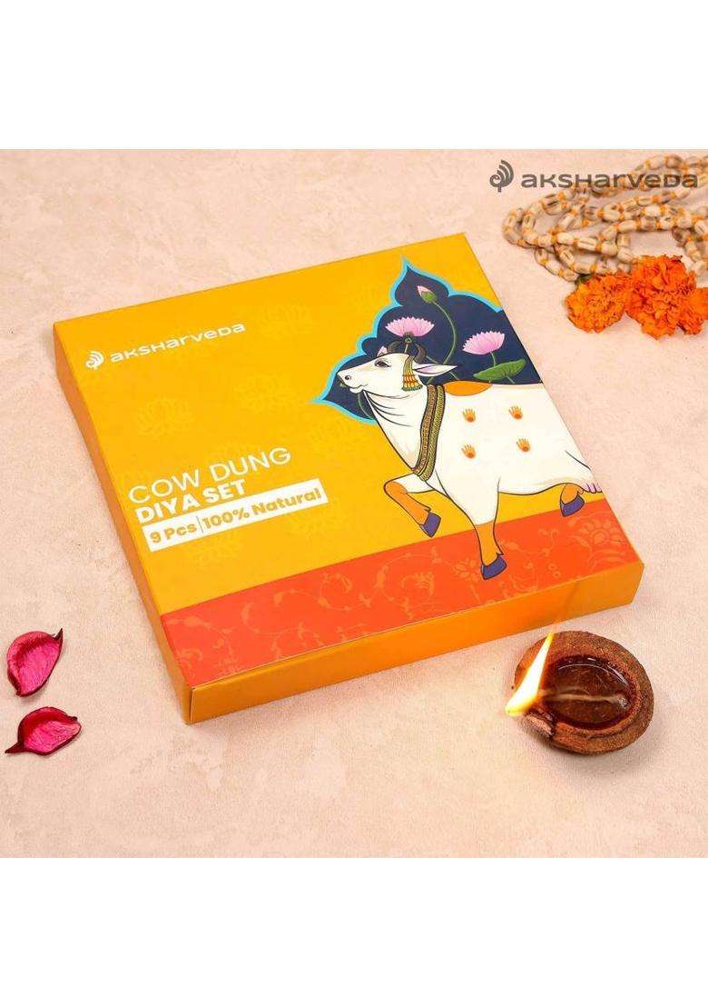 Aksharveda Cow Dung Diya Set - Indya