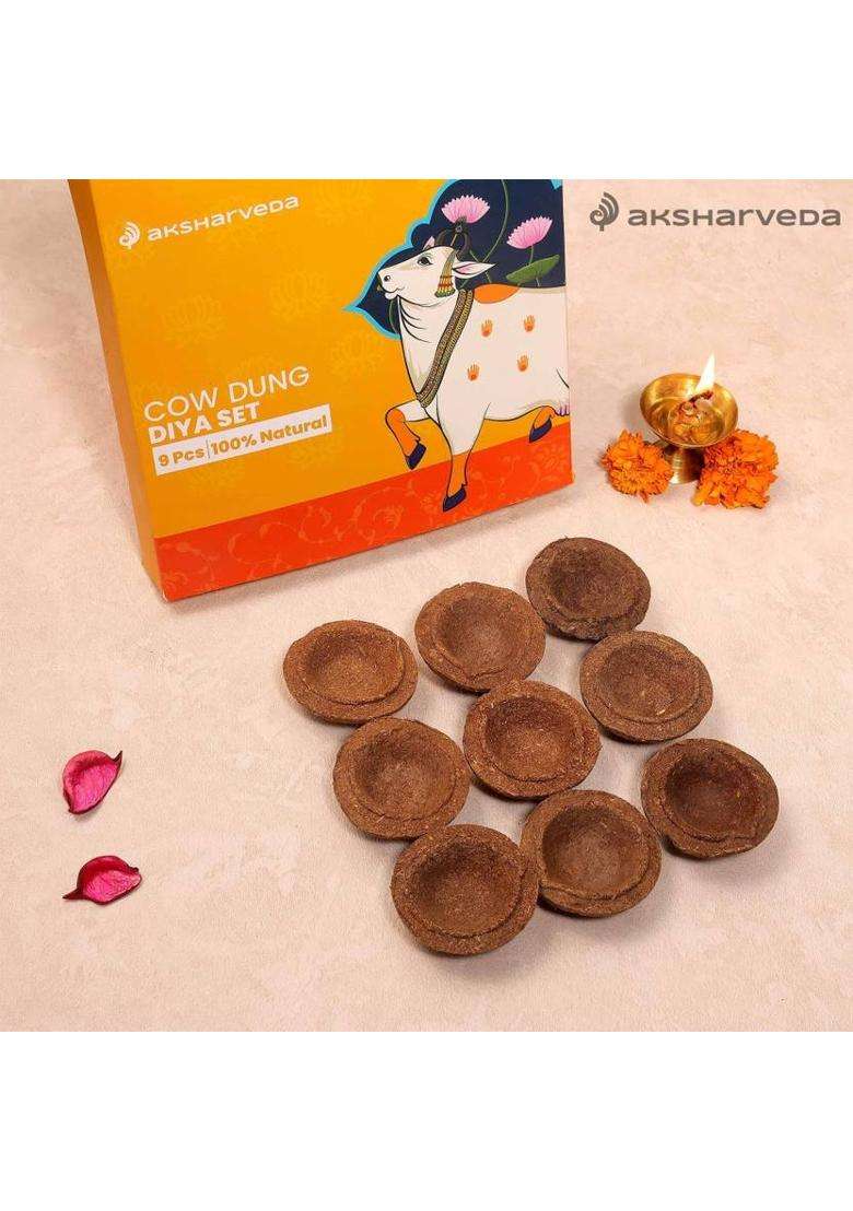 Aksharveda Cow Dung Diya Set - Indya