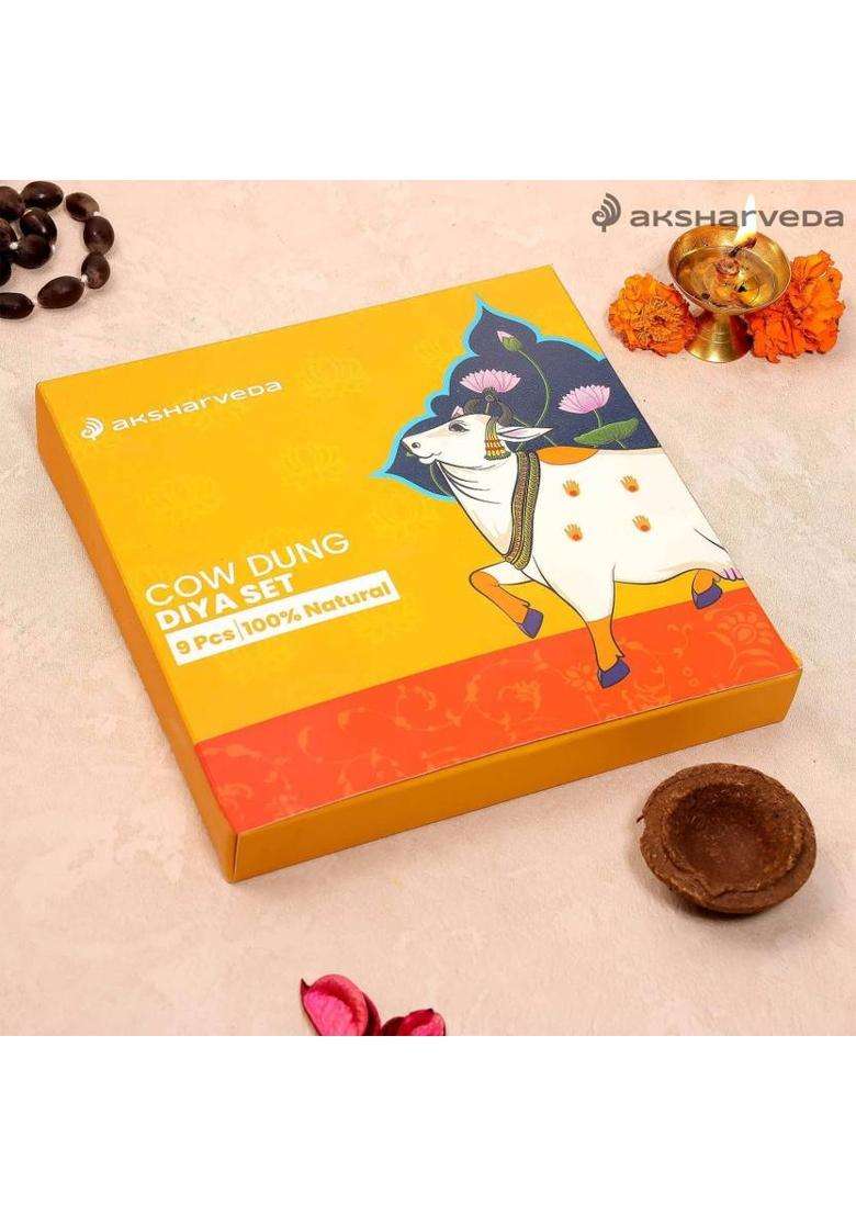 Aksharveda Cow Dung Diya Set - Indya