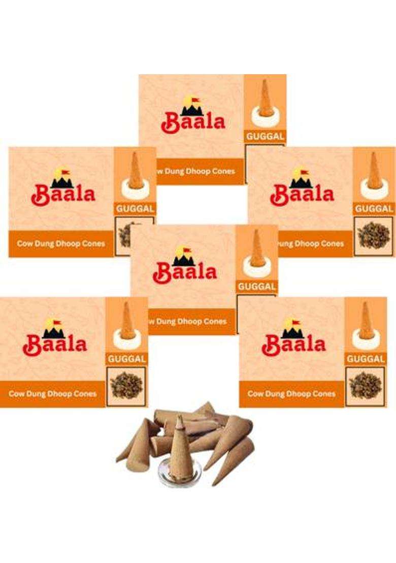 Baala Guggal Dhoop Cones For Pooja Organic 60 Panchagavya With Stand Guggul - Indya