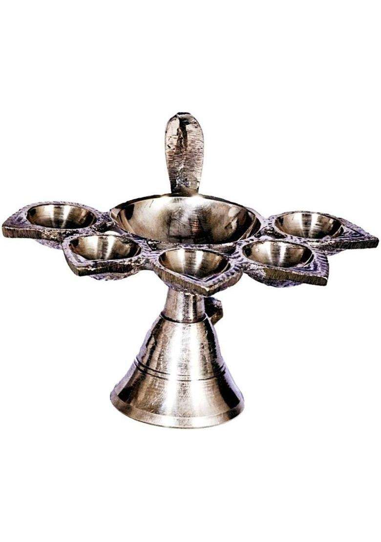 Jy Panch Aarti Brass Table Diya (Height 3 Inch) - Indya