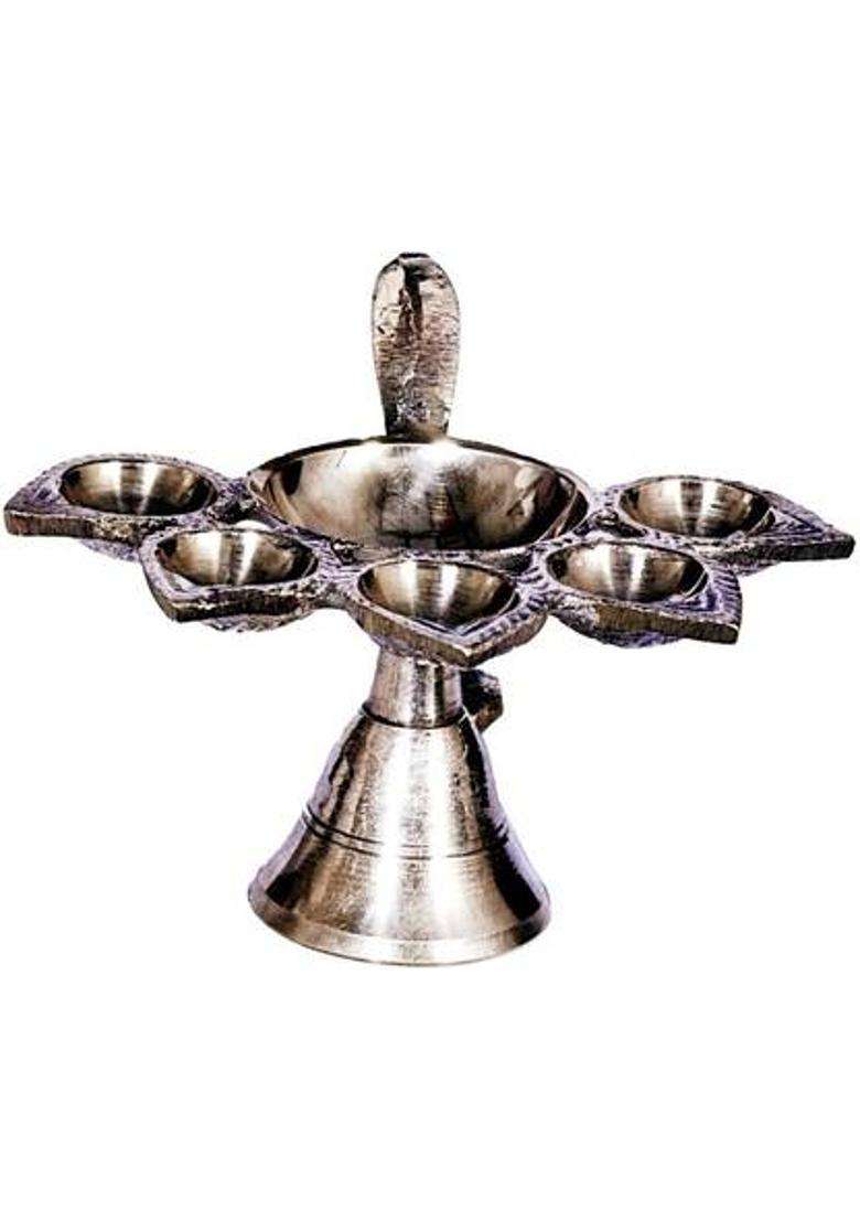 Jy Panch Aarti Brass Table Diya (Height 3 Inch) - Indya
