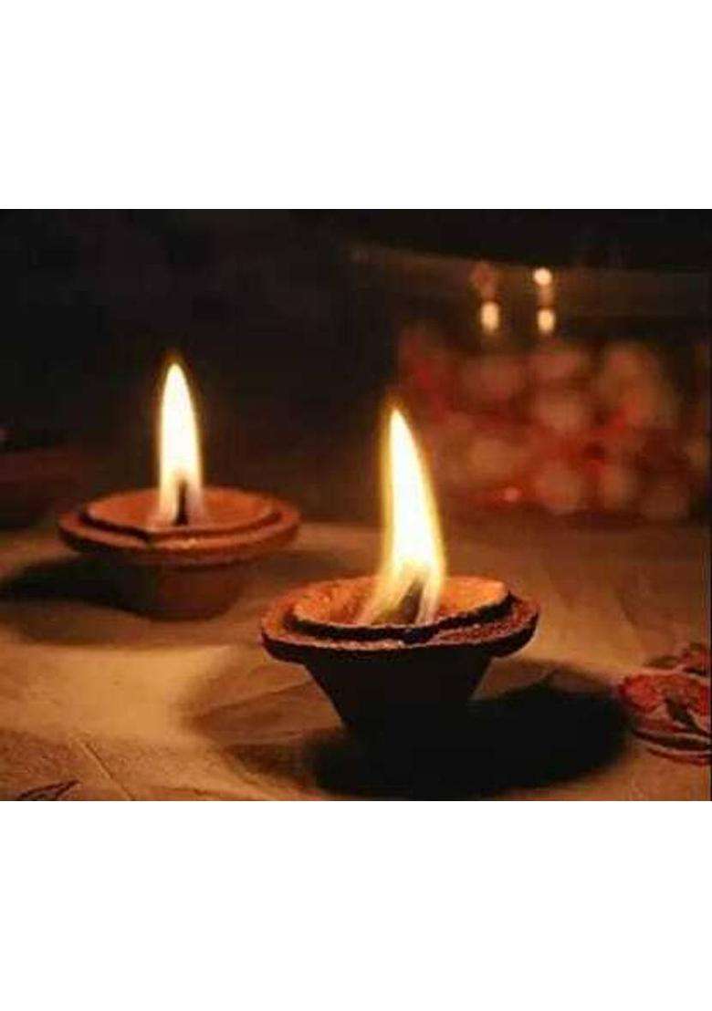 Dhenush Panchagavya Cow Dung DiyaGobar Diya Ideal Poojan Etc.(Pack Of 51 Pcs) Table (Height 2 Inch) - Indya