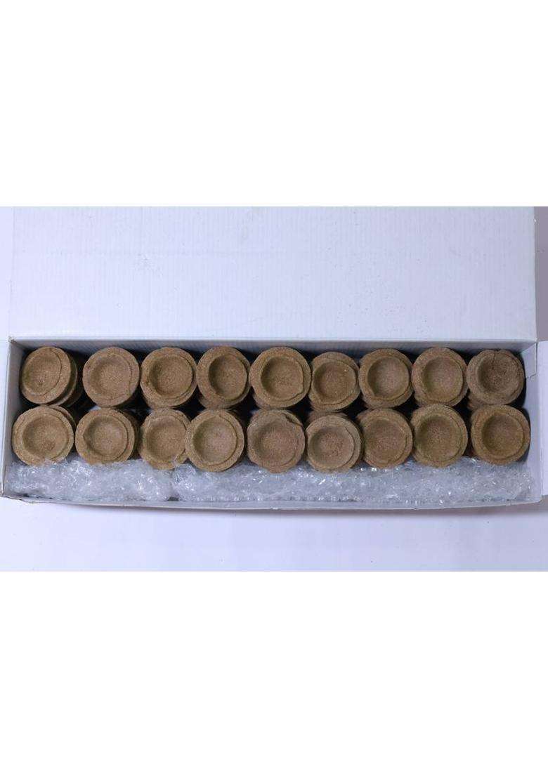 Sukhsamridhi Panchgavya Diya Set Cow Dung (Pack Of 100) Table (Height 1 Inch) - Indya