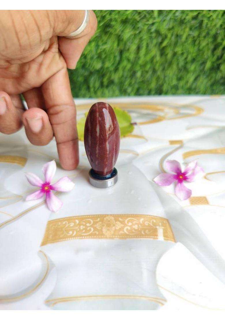 Shivling Natural Narmadeshwar Shivling For Daily Home Pooja Decorative Showpiece - 2.5 Cm(Stone Brown Black White Yellow Yellow Green Red Silver Multicolor) - Indya