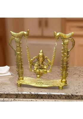 Gopeshwar Nath Handicrafts Ganesh Ji Jhula Decorative Showpiece - 15.5 Cm(Metal Gold)