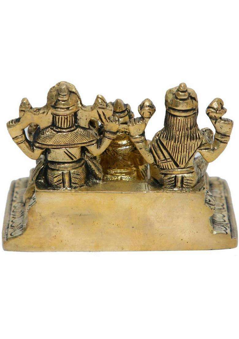 Neo Classic Laxmi Ganesh Kuber Ji Shri Dhan Laxmi Kuber Yantra For Diwali Puja Height- 3 Decorative Showpiece - 7.5 Cm(Brass Gold) - Indya