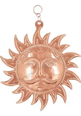 Bhakti Shringar Metal Copper Home Vastu Sun Face God Wall Hanging Shri Surya Narayan Idol Decorative Showpiece - 20 Cm(Copper Copper)