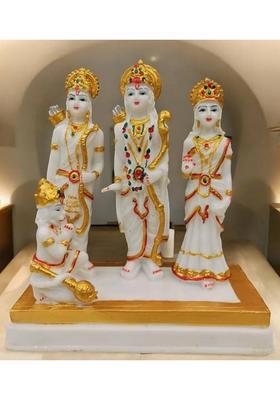 Kalkas Enterprises Ram Darbar Statue Of Hindu Deities Set Of 3 Figurines White And Gold Decorative Showpiece - 24 Cm(Resin White Gold)