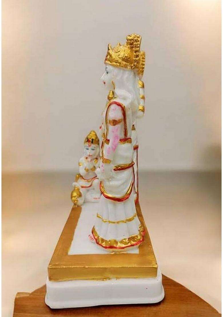 Kalkas Enterprises Ram Darbar Statue Of Hindu Deities Set Of 3 Figurines White And Gold Decorative Showpiece - 24 Cm(Resin White Gold) - Indya