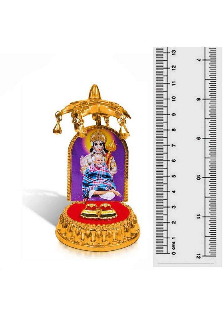 Adhvik Lord Hauman/Neem Karoli Baba Ashirwad With Charan Paduka And Umbrella Chhatra Decorative Showpiece - 11 Cm(Plastic Multicolor) - Indya