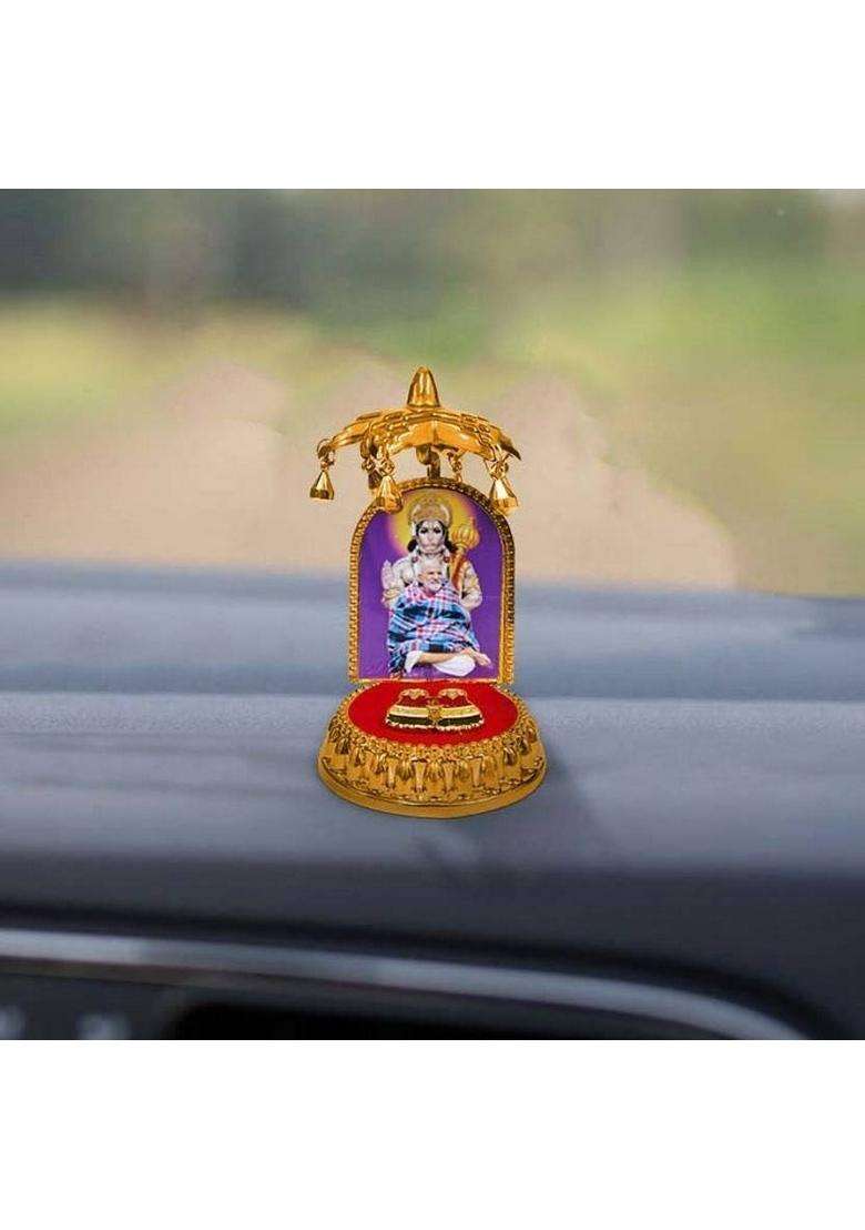 Adhvik Lord Hauman/Neem Karoli Baba Ashirwad With Charan Paduka And Umbrella Chhatra Decorative Showpiece - 11 Cm(Plastic Multicolor) - Indya