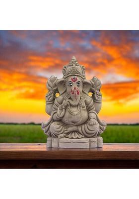Somudee Ecofriendly Ganesh Murty Idol Pack Of 1 Made With 100% Clay Decorative Showpiece - 10 Cm(Terracotta Multicolor)