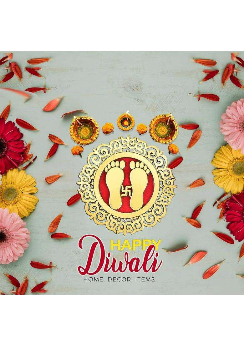 Noktus Combo Of 2 1 Set Laxmi Ganesh Showpiece 1 Set Laxmi Ji Feet (Charan) Decorative Showpiece - 12 Cm(Polyresin Multicolor) - Indya