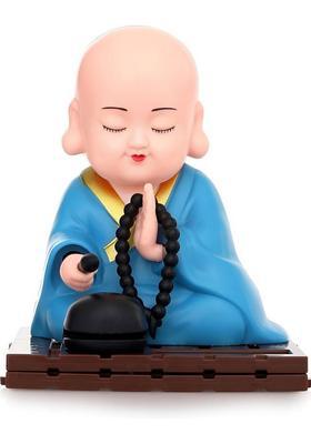 PreetiS Solar Powered Buddha Statue With Moving Head & Hand Decorative Showpiece - 9.5 Cm(Plastic Blue)