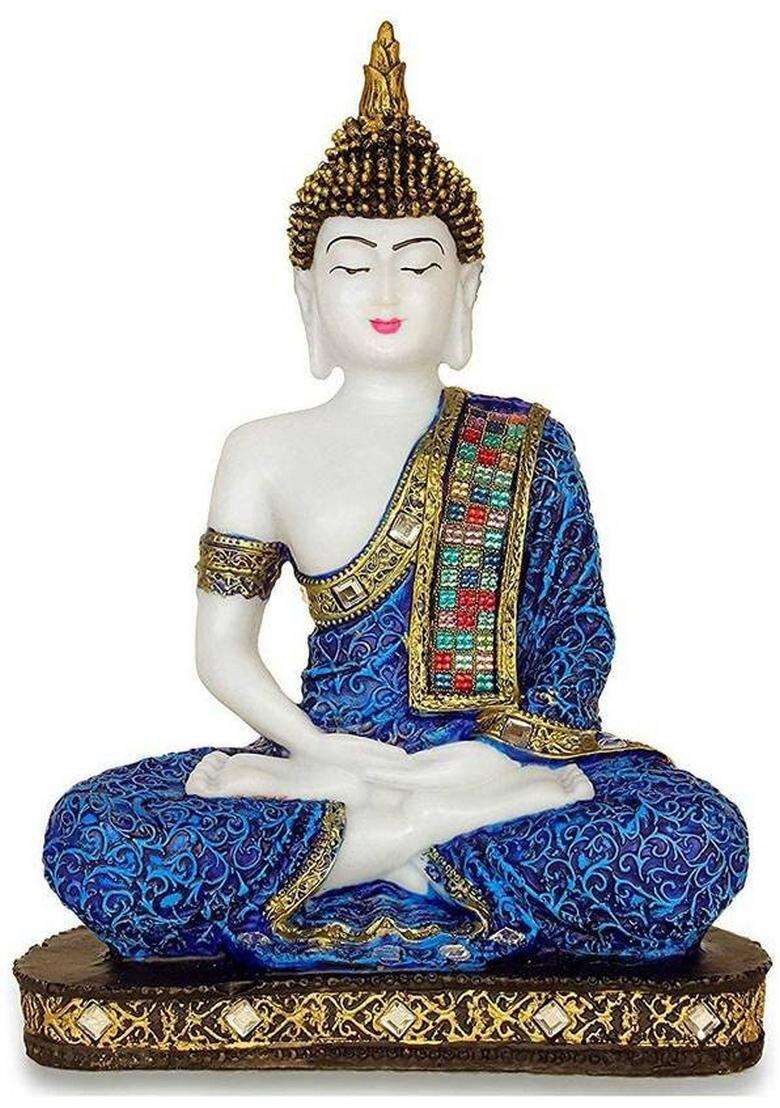 Shree Ram Impex Handcrafted Meditating Buddha Idol Statue For Home Dcor Decorative Showpiece - 15 Cm(Polyresin Blue) - Indya
