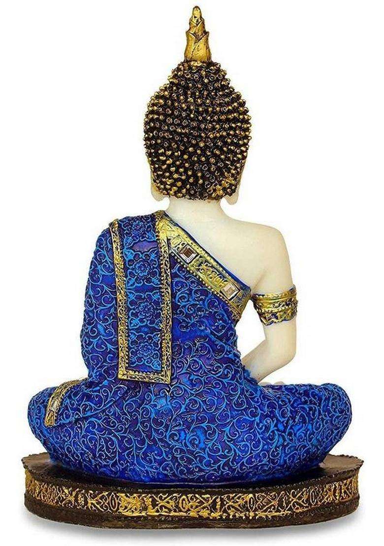 Shree Ram Impex Handcrafted Meditating Buddha Idol Statue For Home Dcor Decorative Showpiece - 15 Cm(Polyresin Blue) - Indya