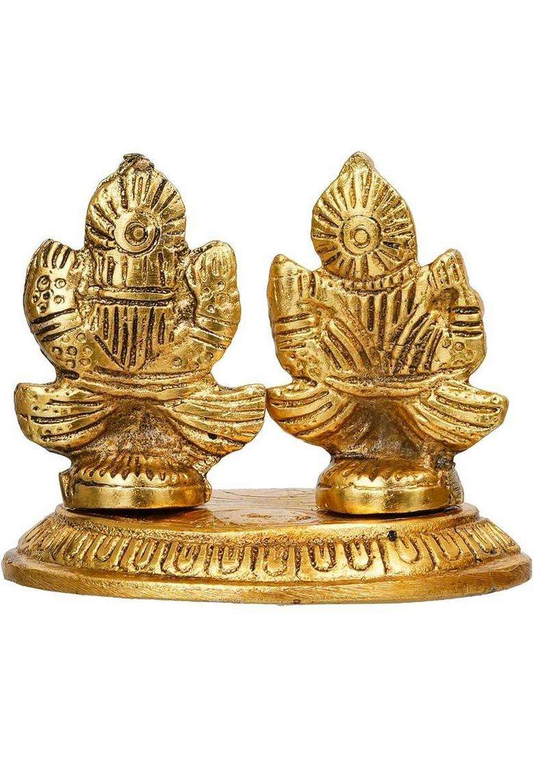 Jaipurcrafts Premium Laxmi Ganesha Idol Statue For Diwali Decor Laxmi Ganesh Murti Decorative Showpiece - 7 Cm(Metal Gold) - Indya