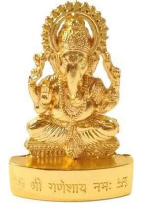 Adiyogi Ganesh Decorative Showpiece - 6.5 Cm (Metal Gold) Decorative Showpiece - 6.5 Cm(Brass Gold)